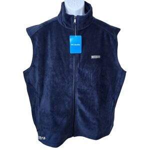 Columbia Steens Mountain Vest Blue Fleece Midweight Insulation Zippered Men's XL